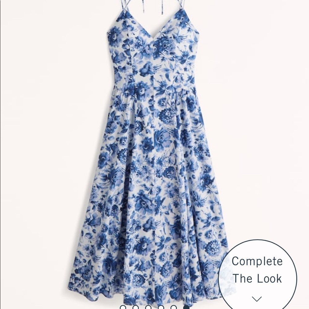 Abercrombie & Fitch Strappy Plunge Corset Maxi Dress Blue Floral Size Large